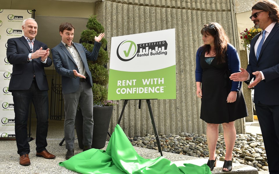 Left to right: LandlordBC CEO David Hutniak, Vancouver-West End MLA Spencer Chandra Herbert, Karen S