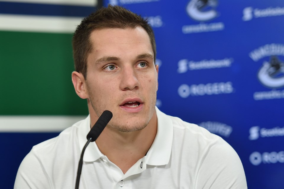 Bo Horvat of the Vancouver Canucks at media day