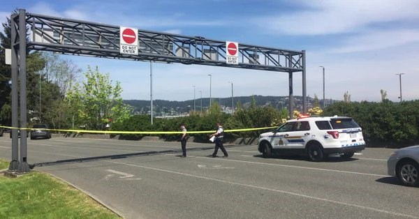Departure Bay terminal is behind police tape after reports of a police-involved shooting. (May 8, 2018)