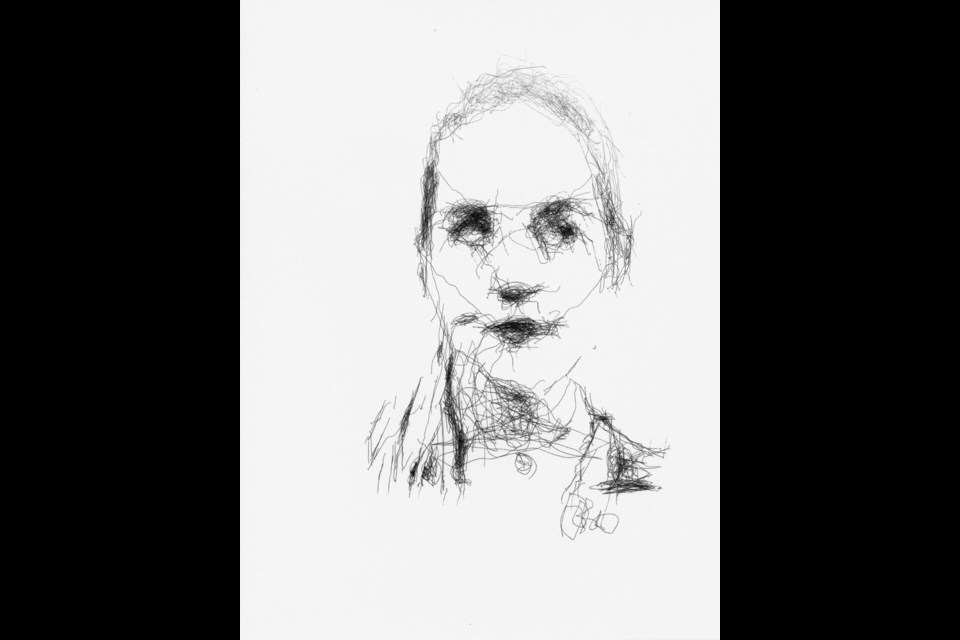 One of the robots' finished works from a 5RNP portrait sitting.