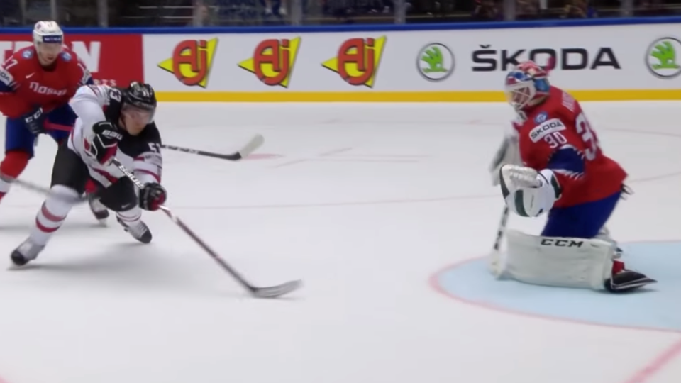 Bo Horvat scores for Team Canada against Norway at the 2018 World Hockey Championships.