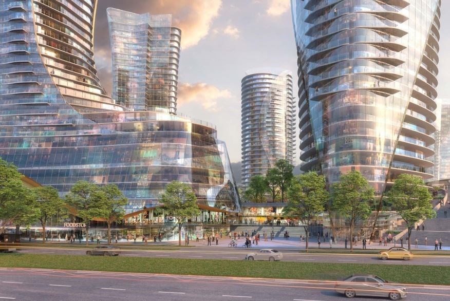 View from Cambie Street looking west. Rendering Henriquez Partners Architects