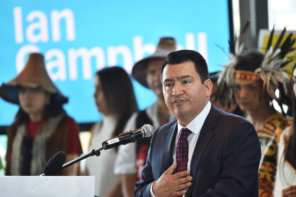 Ian Campbell, one of 16 hereditary chiefs of the Squamish Nation, kicked off his campaign for mayor