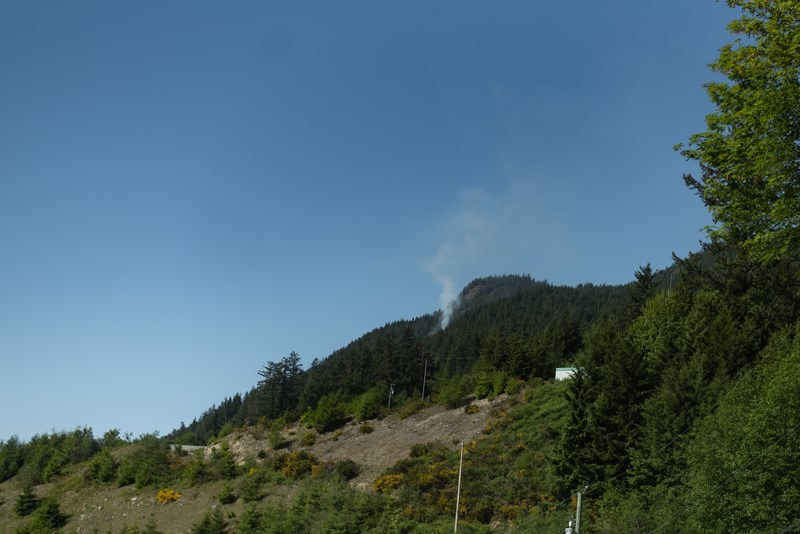 A view from Highway 99 of the small wildfire on Brunswick Mountain.