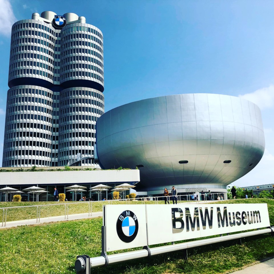 Munich's BMW Museum houses history and automobile eye-candy in space-age 1973 architecture. Photo Mi