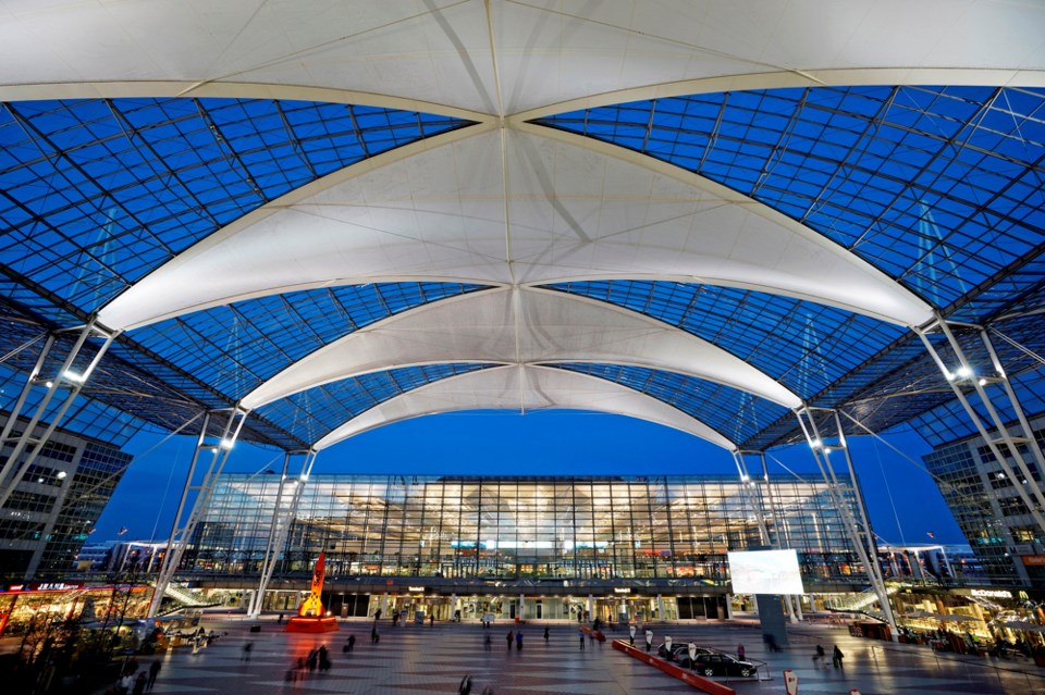 Stylish Munich Airport was ranked best airport in Europe and number four in the world by a survey of