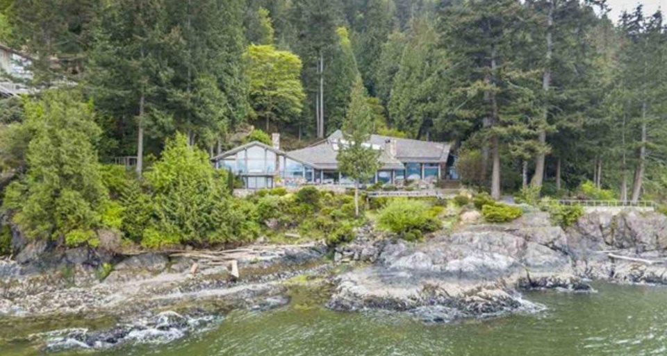 Bowen Island estate exterior from water