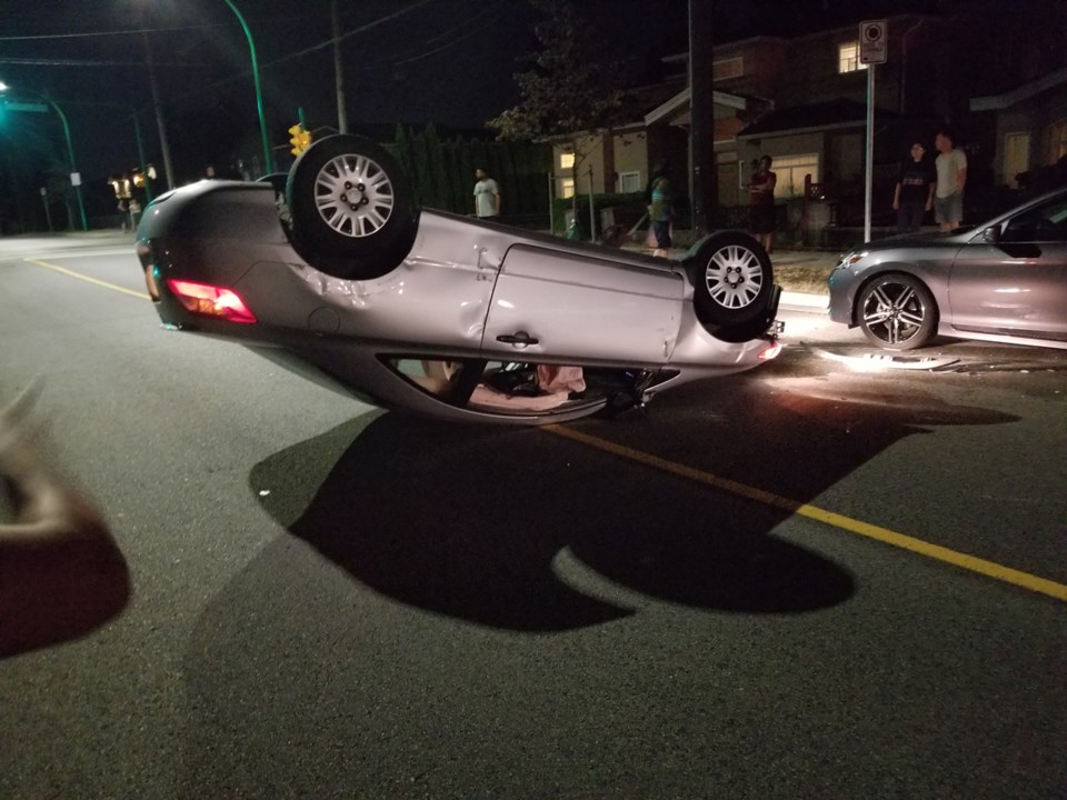 flipped car