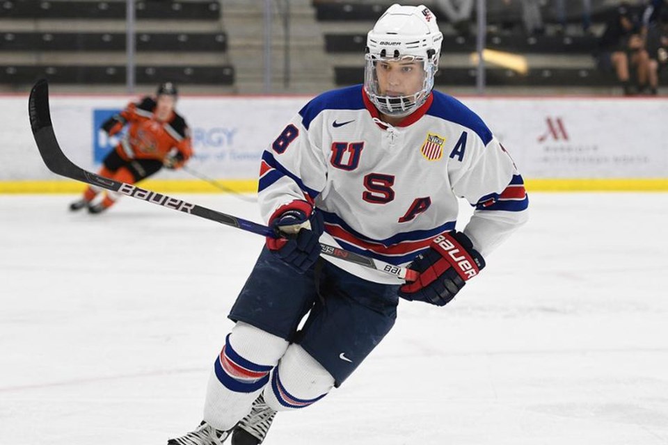 Oliver Wahlstrom skates for Team USA.