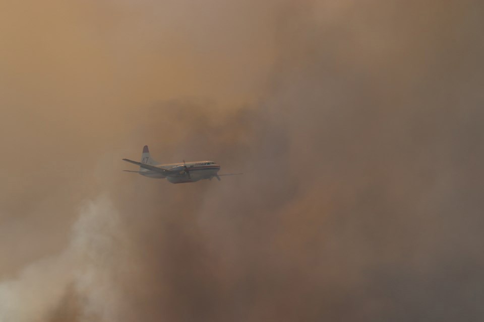 plane through fire smoke