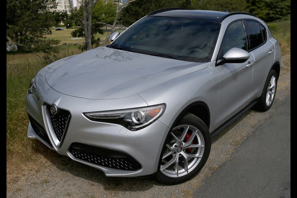 With many similar design cues to its stablemate Giulia sedan, no one will confuse the Alfa Romeo Stelvio with any other SUV.