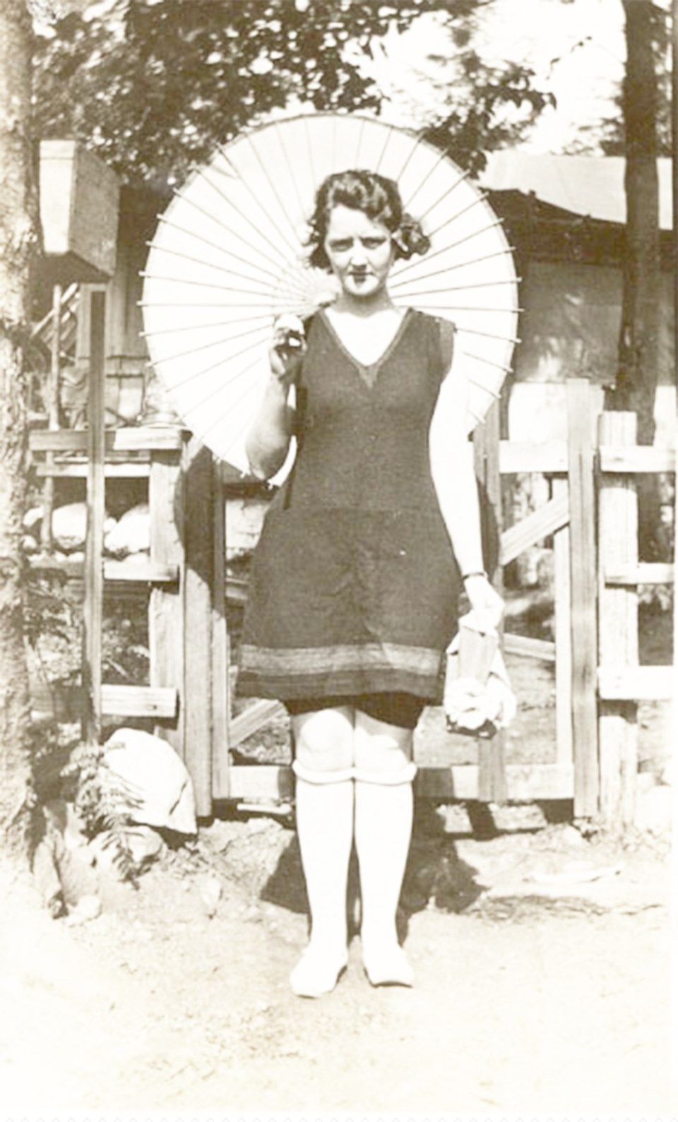 Bathing Beauty with Parasol, acc. #5044, circa 1920.