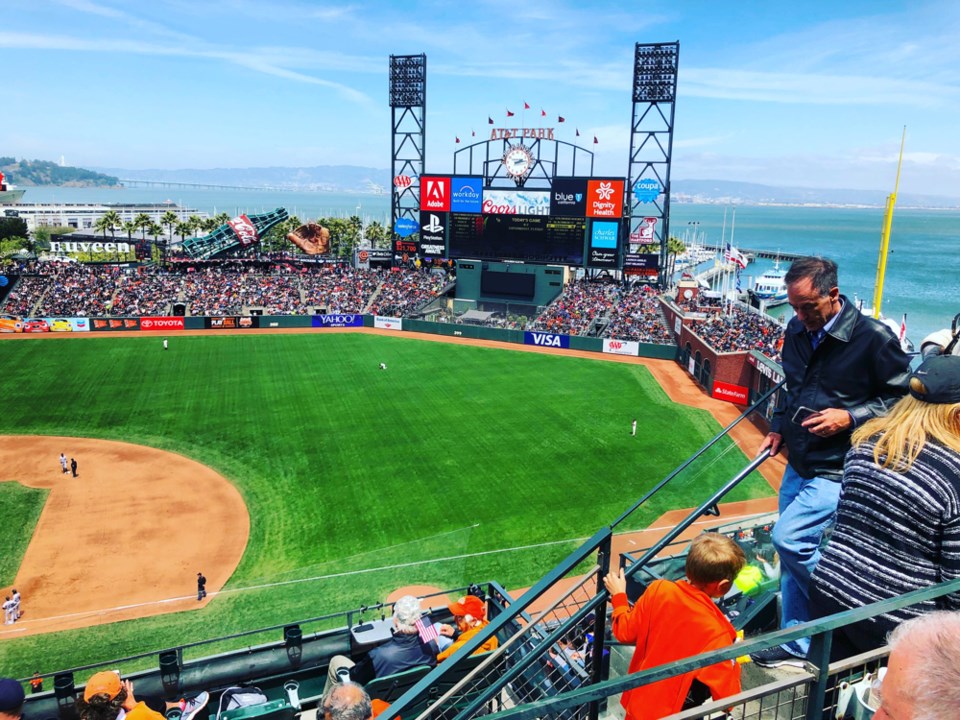 A&T Park, home of the Giants, sports views of San Francisco Bay with a side of bacon-wrapped hotdogs