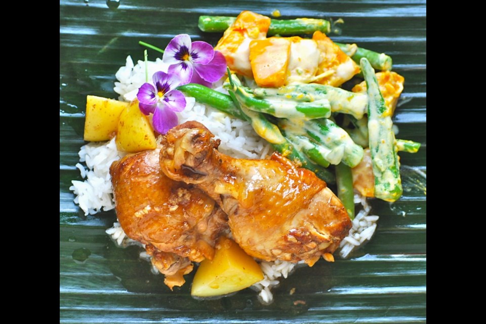 Aromatic and flavourful Filipino chicken adobo and ginataang gulay, served with steamed rice. Make these dishes at home using today's recipes or try them at Victoria's Philippine Bayanihan Community Centre.