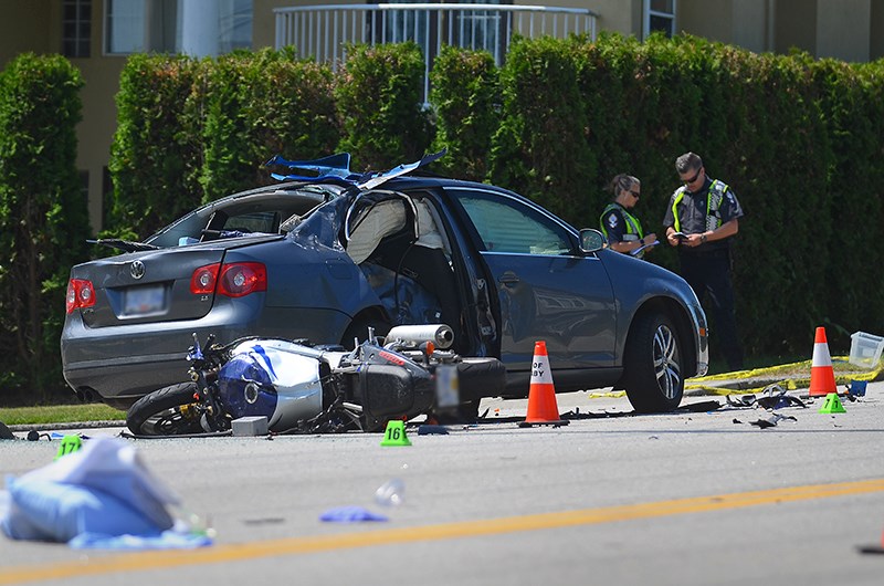 New Westminster Police are investigating a fatal collision between a motorcycle and car that happened this morning on 10th Avenue near Fifth Street.