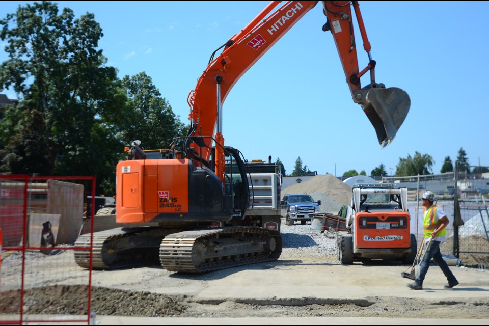 Construction of the new New Westminster Secondary School continues on the site of the former Mercer skate park.