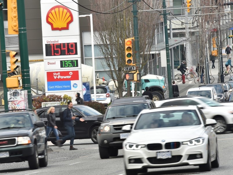 With gas prices up nearly 23 per cent in B.C., May’s inflation rate also went skyward. Photo Dan Tou