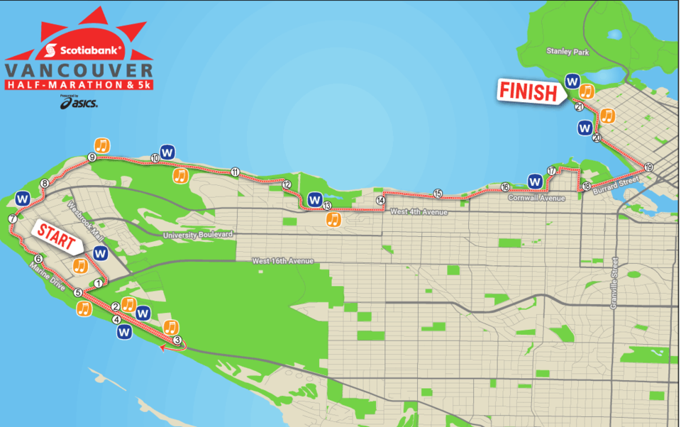 Scotiabank halfmarathon route
