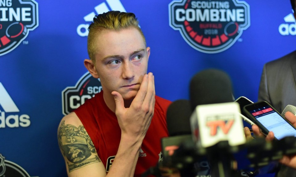 Tyler Madden at the 2018 NHL Scouting Combine.