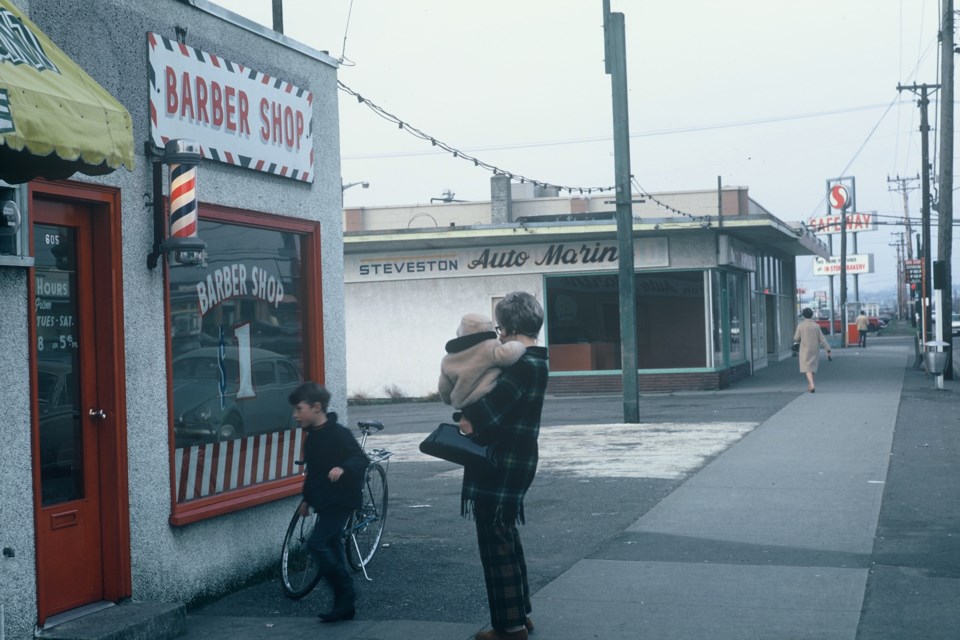 Louise’s Barber Shop, west side of No. 3 Road, south of Westminster Highway, March 1971. Photo: K.E. Eiche