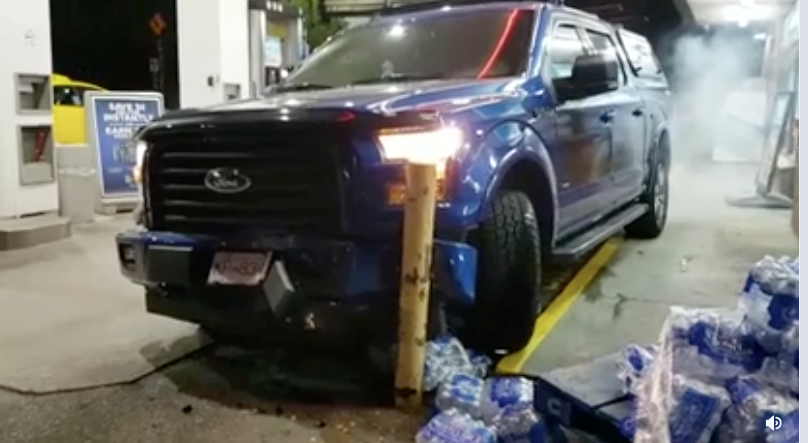 Car crash gas station