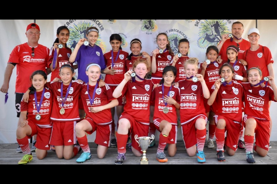 The U12 Red Rebels were victorious at the 24th annual Skagit Firecracker Tournament in Mt. Vernon, WA. The trip down south wrapped up the spring season for the Richmond Girls Soccer Association.