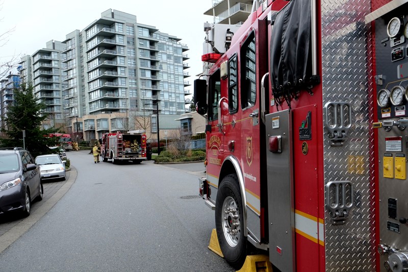 Burnaby firefighters respond to a call in the UniverCity community on Burnaby Mountain in 2015. A fire department review has found the department's response to the top of the mountain is "inadequate" and the area needs its own fire hall.
