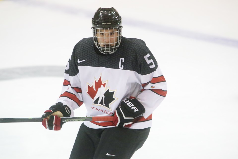 Jett Woo seen representing Team Canada White at the 2016 World Under-17 Challenge.