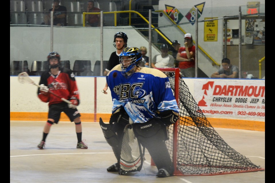 Ainslee Rushton of Prince George gets set for her next shot during the national female bantam lacrosse championship last year in Halifax, N.S. The 14-year-old Prince George Posse goalie is heading back to Halifax the the national event, July 21-25.