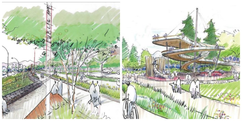 Sketches of the general design concepts for The Ridge (zone three) and The Lookout (zone eight) alon