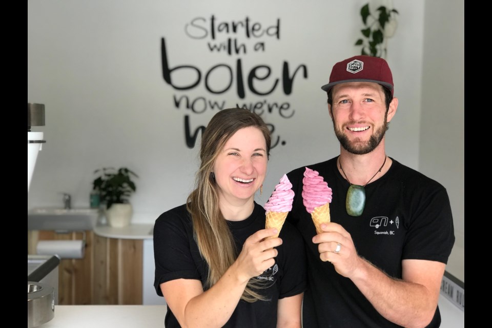 Katie Youwe and Matt Harris opened the bricks and mortar location of Alice + Brohm at Squamish Town Hub last week. The retail location complements the couple’s mobile boler ice cream shop, which continues to operate in the Corridor all summer long.