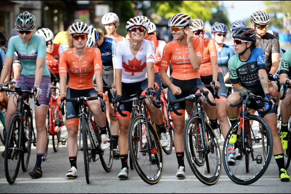 Among the pack awaiting the starting gun, Coquitlam's Sara Bergen -- wearing the Canadian maple leaf jersey after capturing the national criterium women's pro title a week earlier -- would end up celebrating a victory Tuesday at the New West Grand Prix.