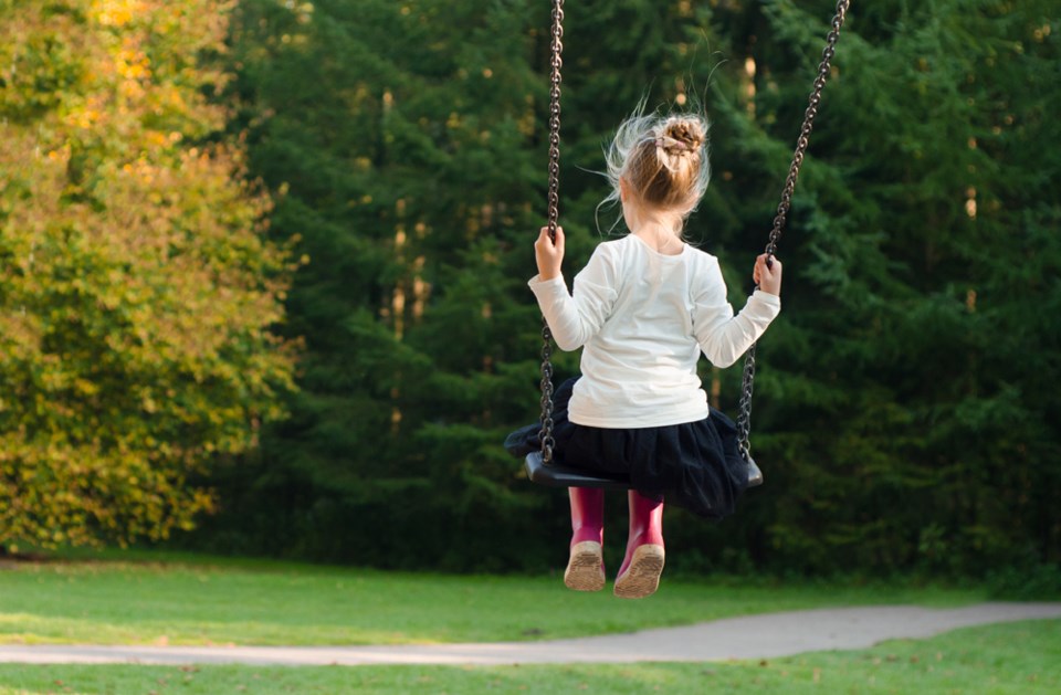 kid on swing