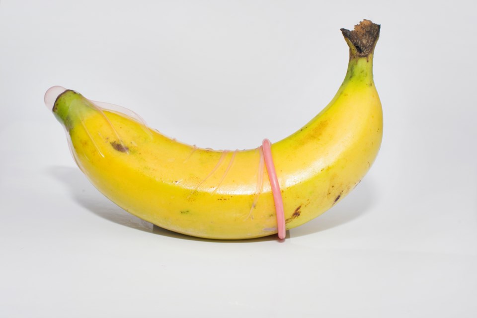 condom on banana, sex education