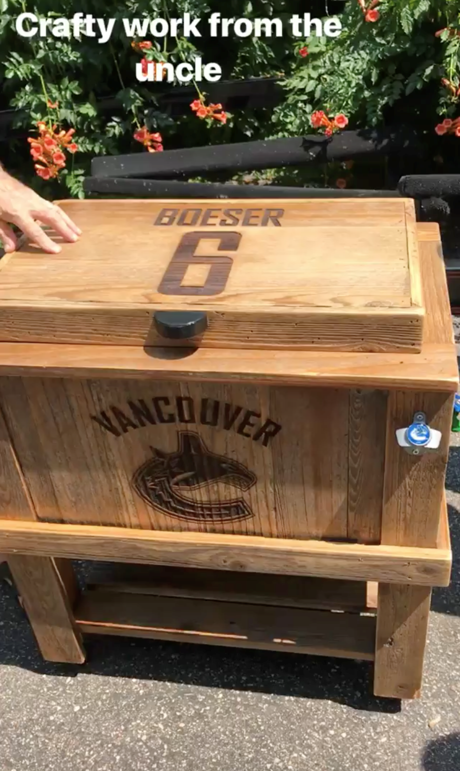 Brock Boeser Canucks cooler on Instagram. Weird Crafts.