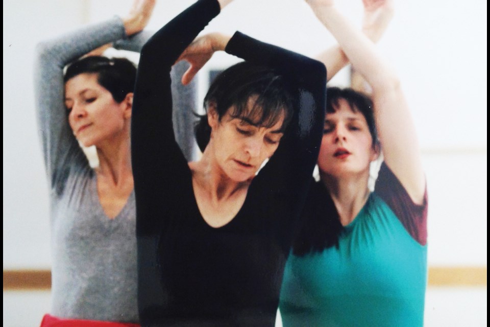 Shirley Jackson, Nicola Blakey and Dominique Hutchinson rehearse an original piece for the Celebration of Dance performances in the 1990s.