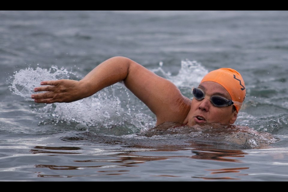 Open-water ultra-marathon swimmer Susan Simmons, who has multiple sclerosis, hopes to start her journey Wednesday morning from Ogden Point and become the first to swim from Victoria to Port Angeles, Washington, and back in a continuous effort.