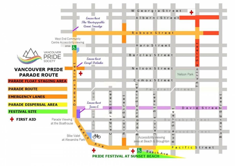 Vancouver Pride parade route