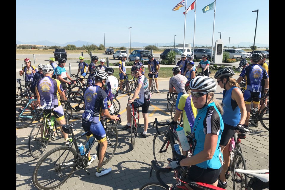 More than 40 cyclists representing the South Delta Riders and Boundary Bay Cycling Club joined together Thursday morning for a ride to honour Dick Nicholls.