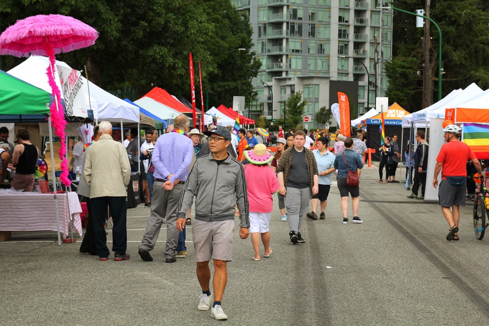 Jubilee St was closed and a crowd came out for Burnaby's first Pride Festival.
