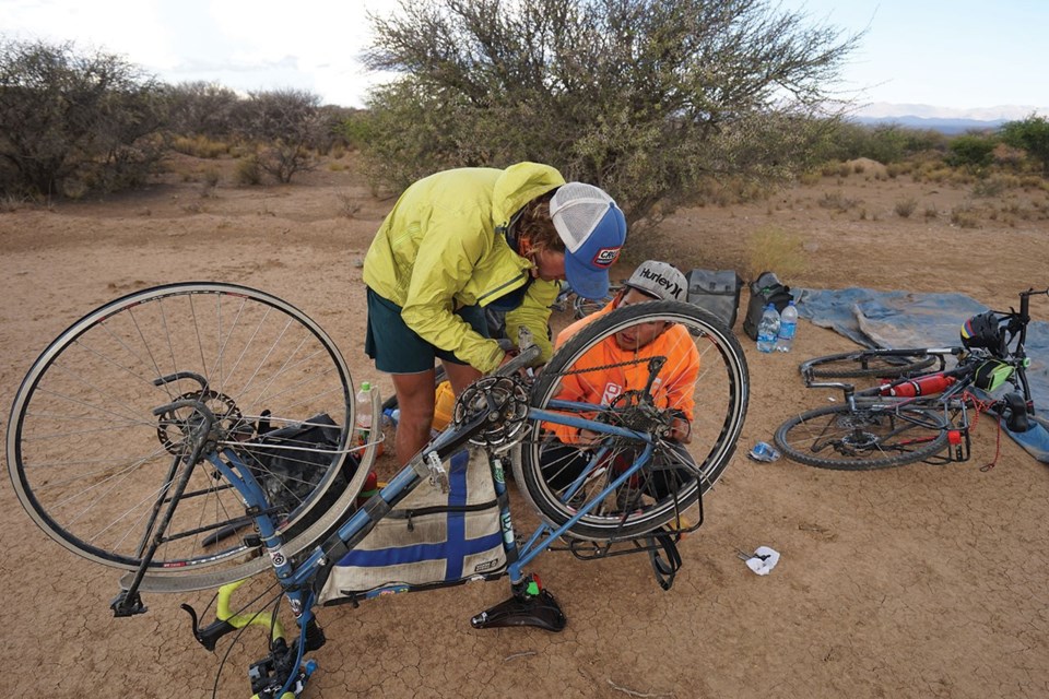 Ville Jokinen fixing bike