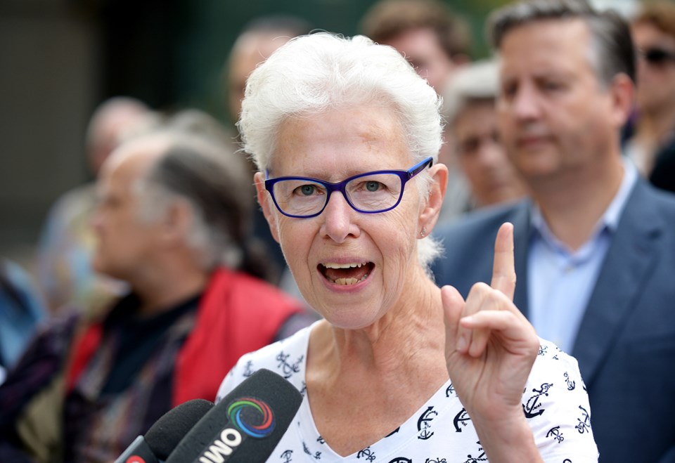 Former BCTF president Susan Lambert spoke during press conference before the court hearing where she