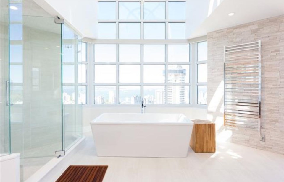 Jervis Street penthouse master bathroom view