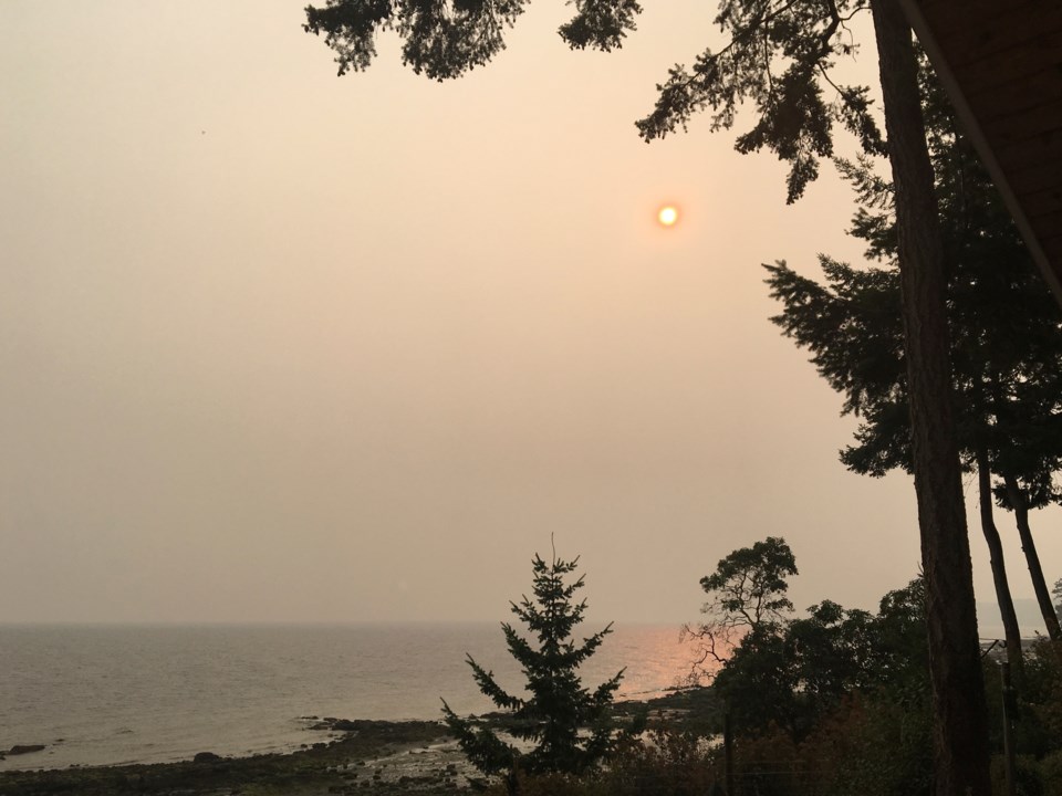 The hazy, non-existent view of Vancouver from Gabriola Island is a sign of things to come. Photo Gra