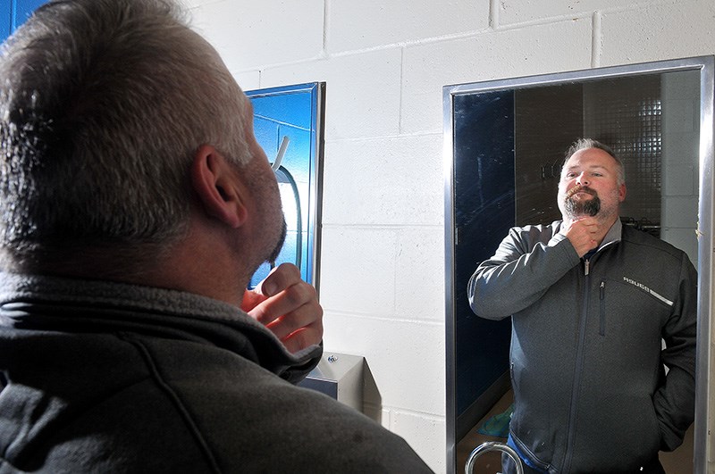 Coquitlam Express coach Jason Fortier prepares to say goodbye to his summer beard which he's vowed to shave off then let his facial hair grow through the season until his team makes the BC Hockey League playoffs. It's a kind of reverse take on hockey's traditional playoff beard when players refuse to shave once their team is in the playoffs.