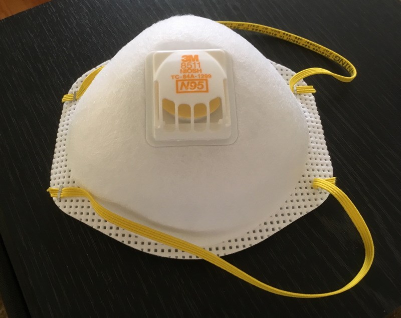 An N95 mask with valve, designed for industrial use, but being embraced for health-care workers because medical masks are in short supply.