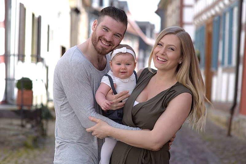 Coquitlam hockey player Wade MacLeod and his young family, wife Karly and daughter Ava James, enjoy some downtime between hockey seasons. MacLeod's playing days may be over, though, as the 31-year-old underwent his fourth brain operation in five years to remove recurring tumour.