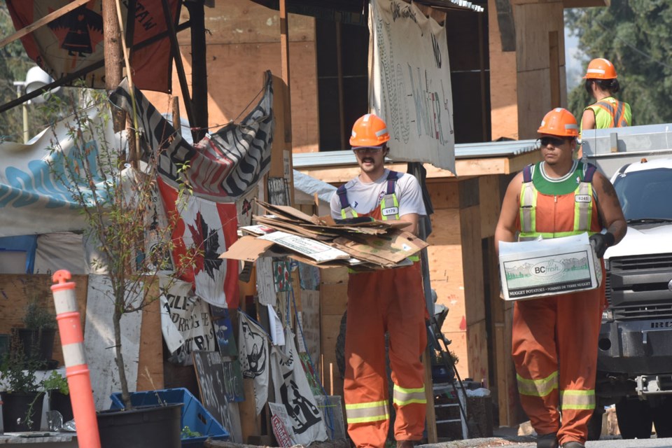 City of Burnaby workers clear items from Camp Cloud.