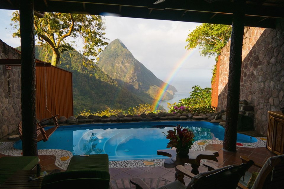 We never got tired of the amazing view from our room at Ladera Resort, which was beautifully framed by our private dipping pool.