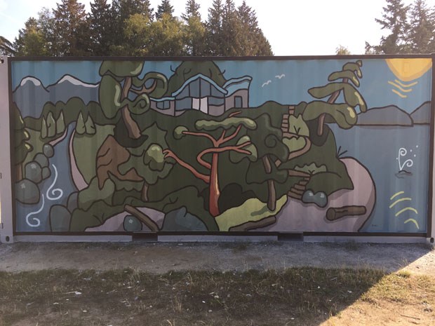 The finished nature scene mural on the English Bluff Elementary school grounds.